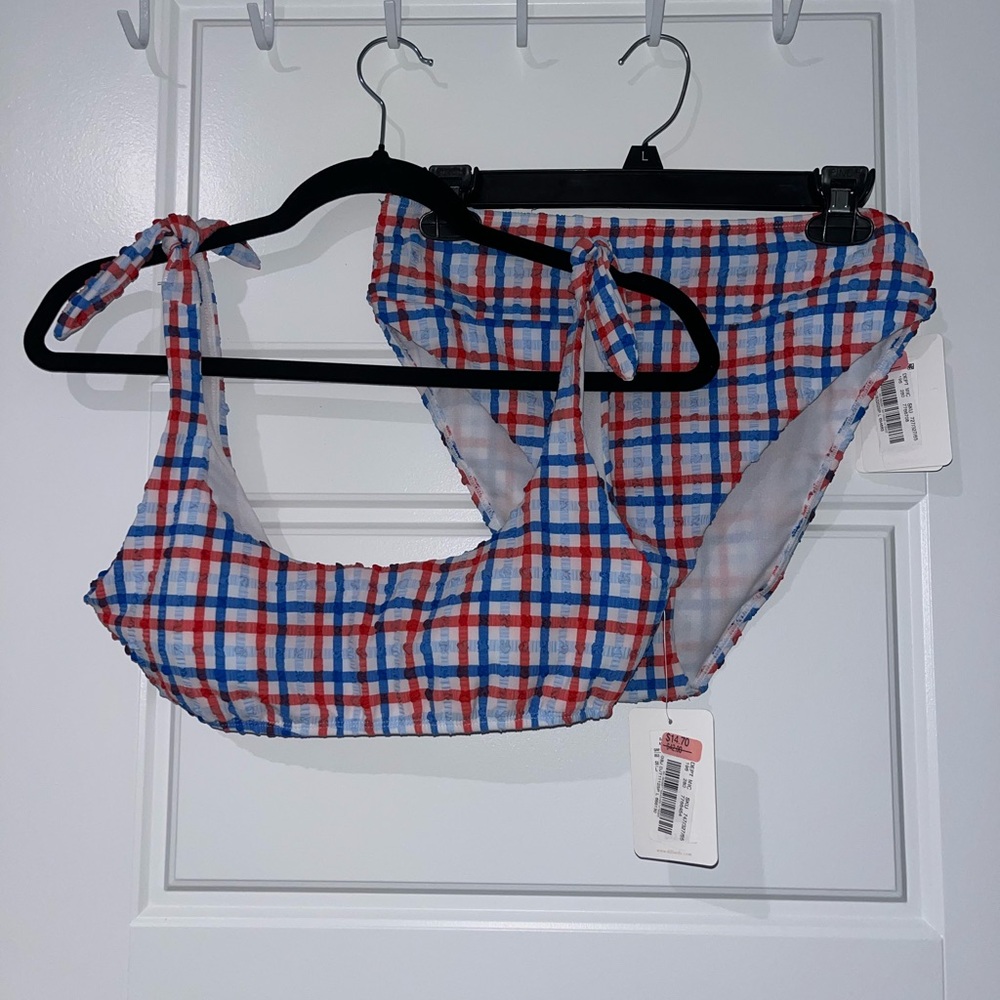 Gianni Bini Red and Blue Plaid Bikini